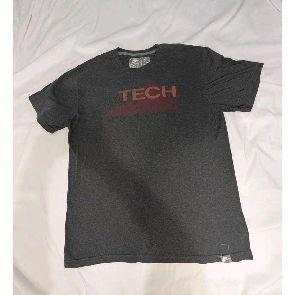Vintage Virginia Tech Hokies Y2K Nike State Outline VT Shirt Large Gray